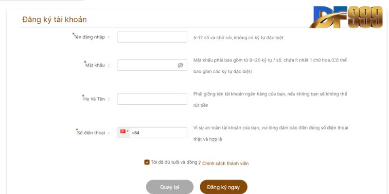Hướng dẫn 3 bước đăng ký df999 nhanh chóng